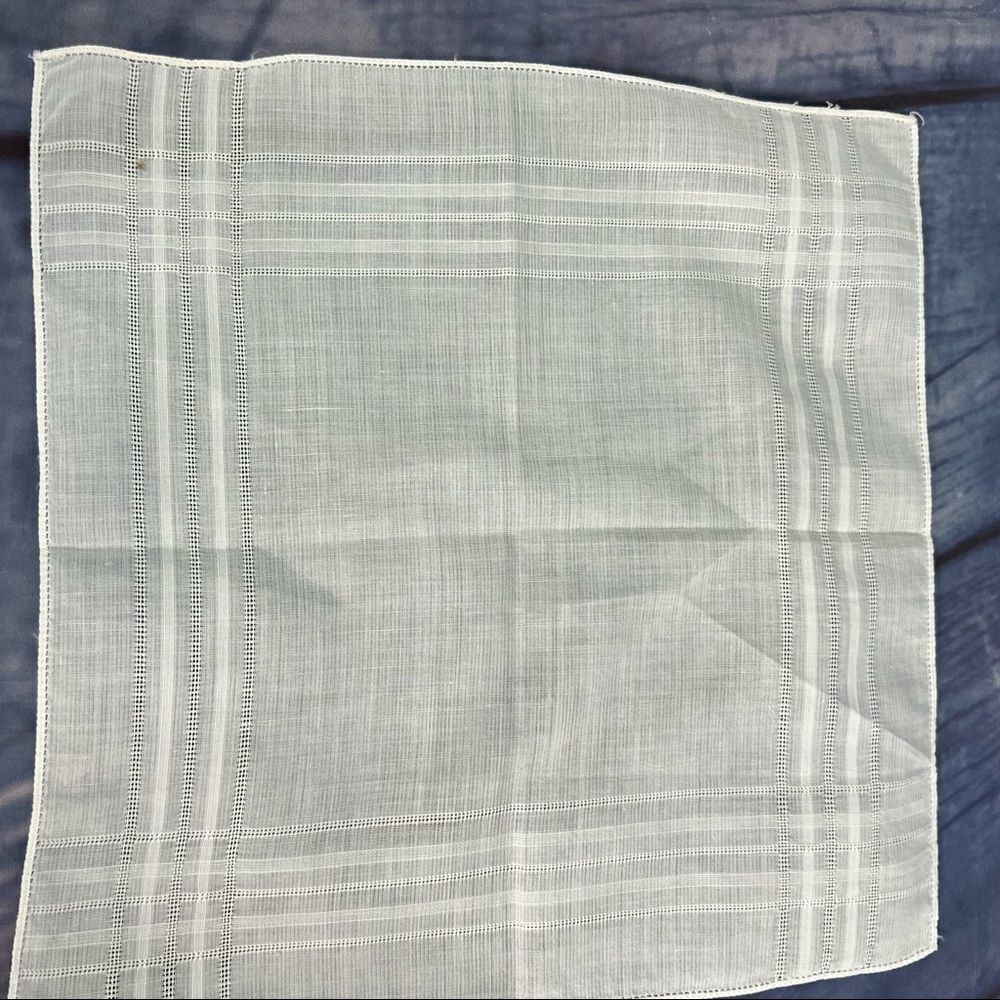 Vintage Hankie White Handkerchief NAPKIN Cotton Dresser Pocke…100…